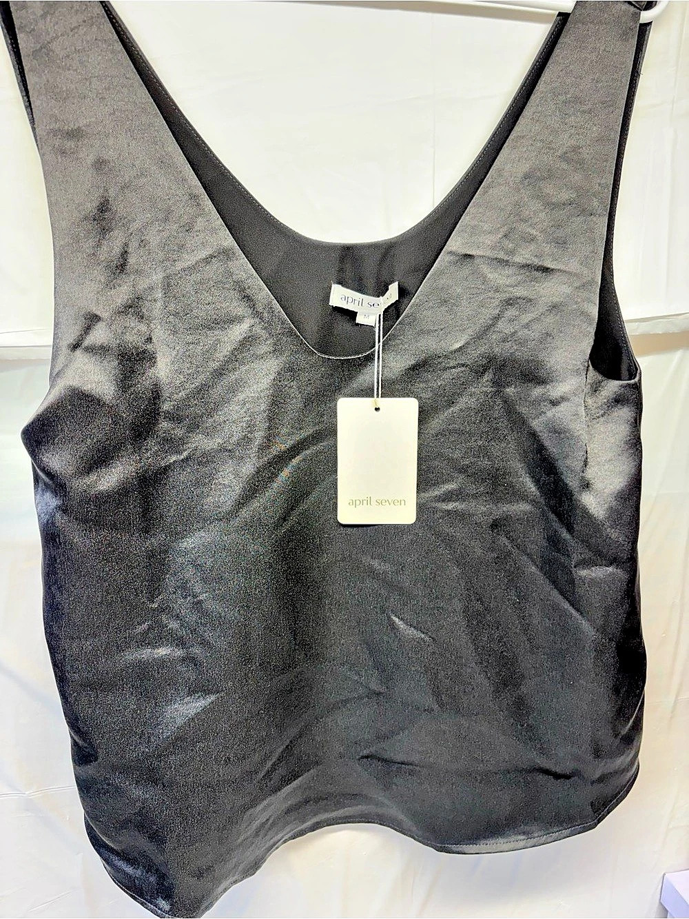 april seven Kara Satin Top Tank Top in Black Size Medium